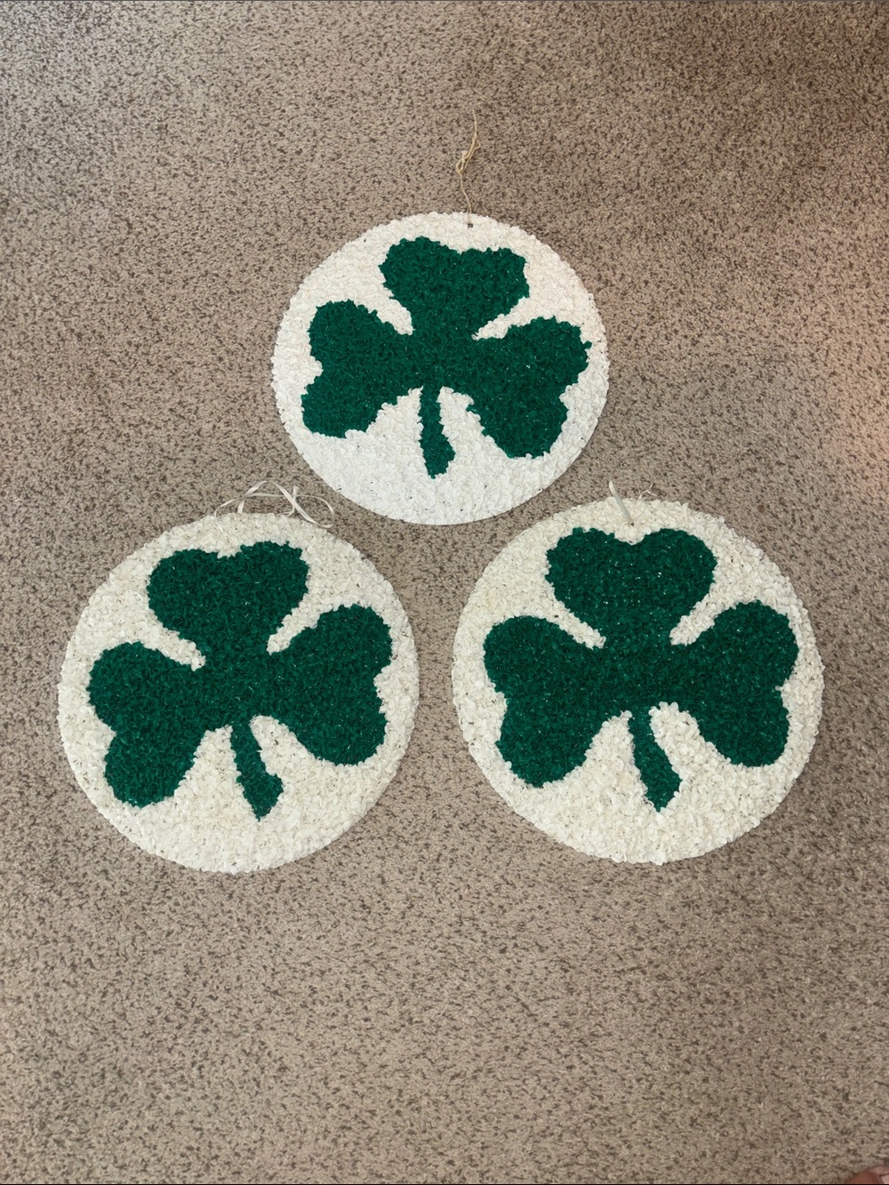 Set of 3 Shamrock melted popcorn hanging decorations